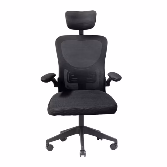 Cadeira de tecido com apoio de braço giratório moderno Mobiliário de escritório Cadeira de escritório com rodas ajustáveis ​​executivas