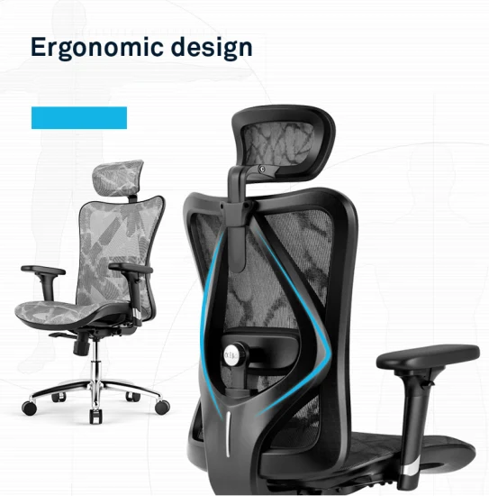 Sihoo Apoio de braço ajustável em altura com encosto alto em tecido executivo Cadeira ergonômica para escritório com apoio para os pés