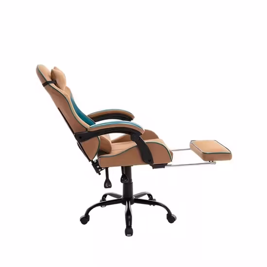 Cadeira de videogame de couro para jogadores adultos, adolescentes e crianças com apoio de braço e cabeça em base de pedestal